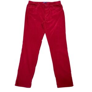 J.McLaughlin Red Velvet Pants Womens 14 Straight Leg Stretch Cotton Casual